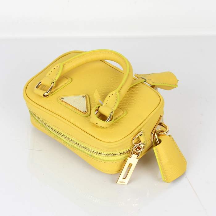 2012 new arrivs Prada Saffiano leather mini bag - BL0705 Yellow - Click Image to Close