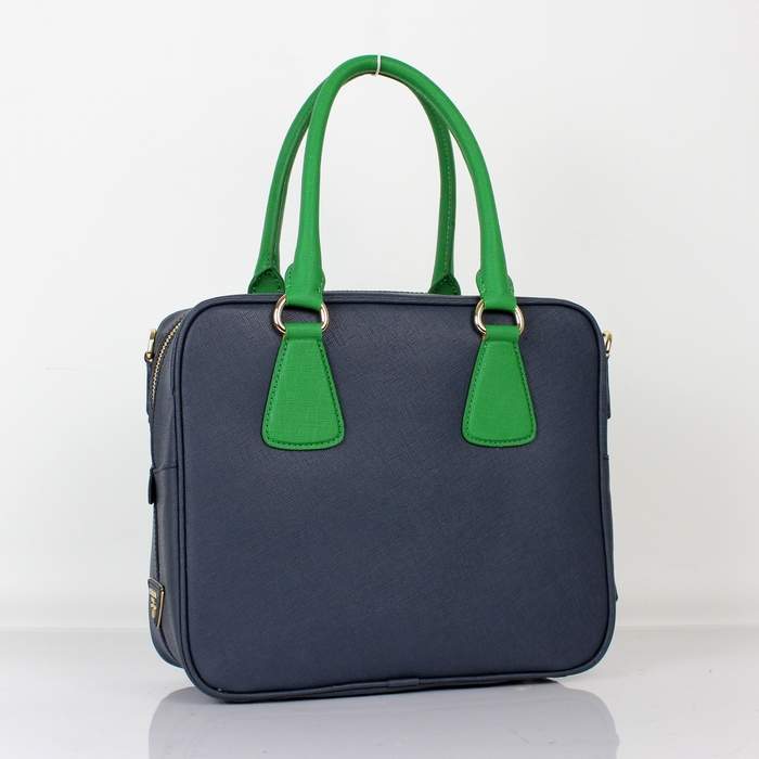 Prada Saffiano Leather Boston Bag - BL0757 Blue & Green