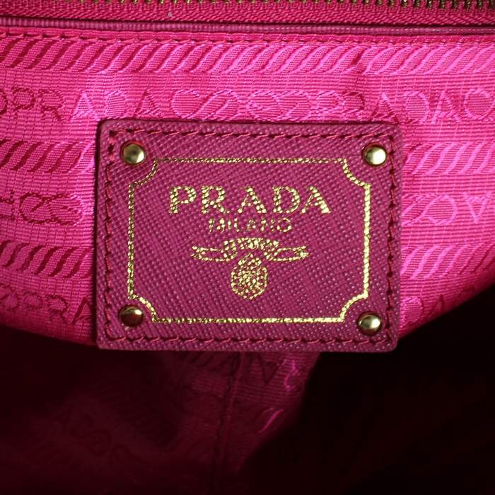 Prada Saffiano Leather Boston Bag - BL0757 Rose Red & Orange - Click Image to Close