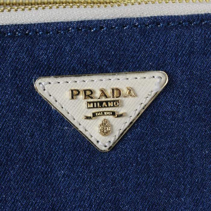Prada 2012 Saffiano Leather Tote Bag BN1786 Blue & Cream - Click Image to Close
