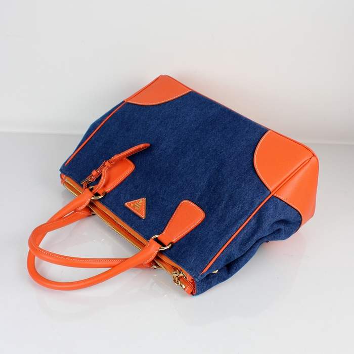 Prada 2012 Saffiano Leather Tote Bag - BN1786 Blue & Orange