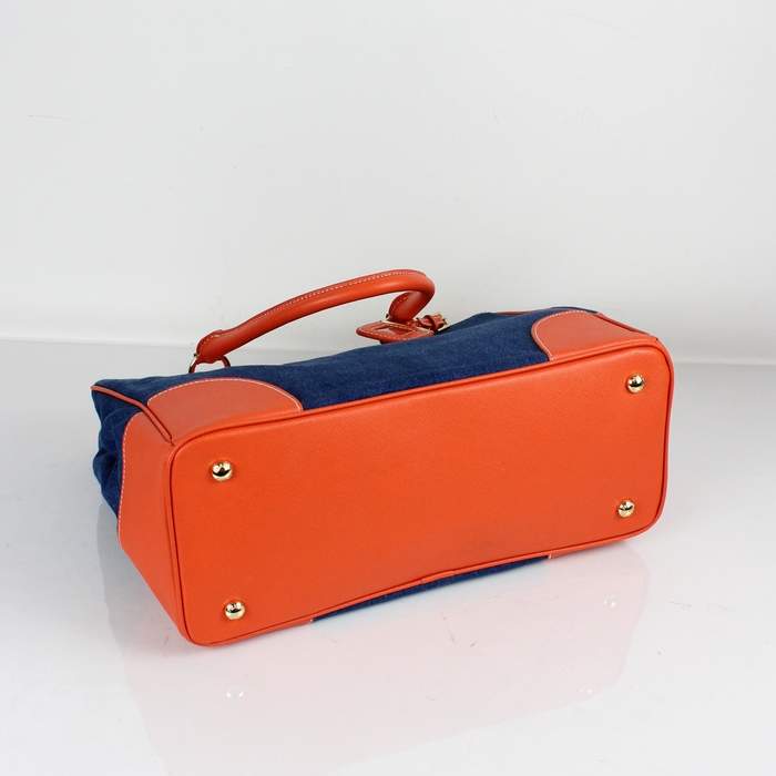 Prada 2012 Saffiano Leather Tote Bag - BN1786 Blue & Orange - Click Image to Close