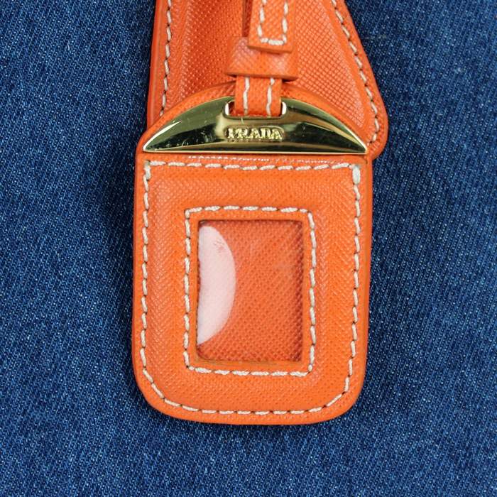 Prada 2012 Saffiano Leather Tote Bag - BN1786 Blue & Orange