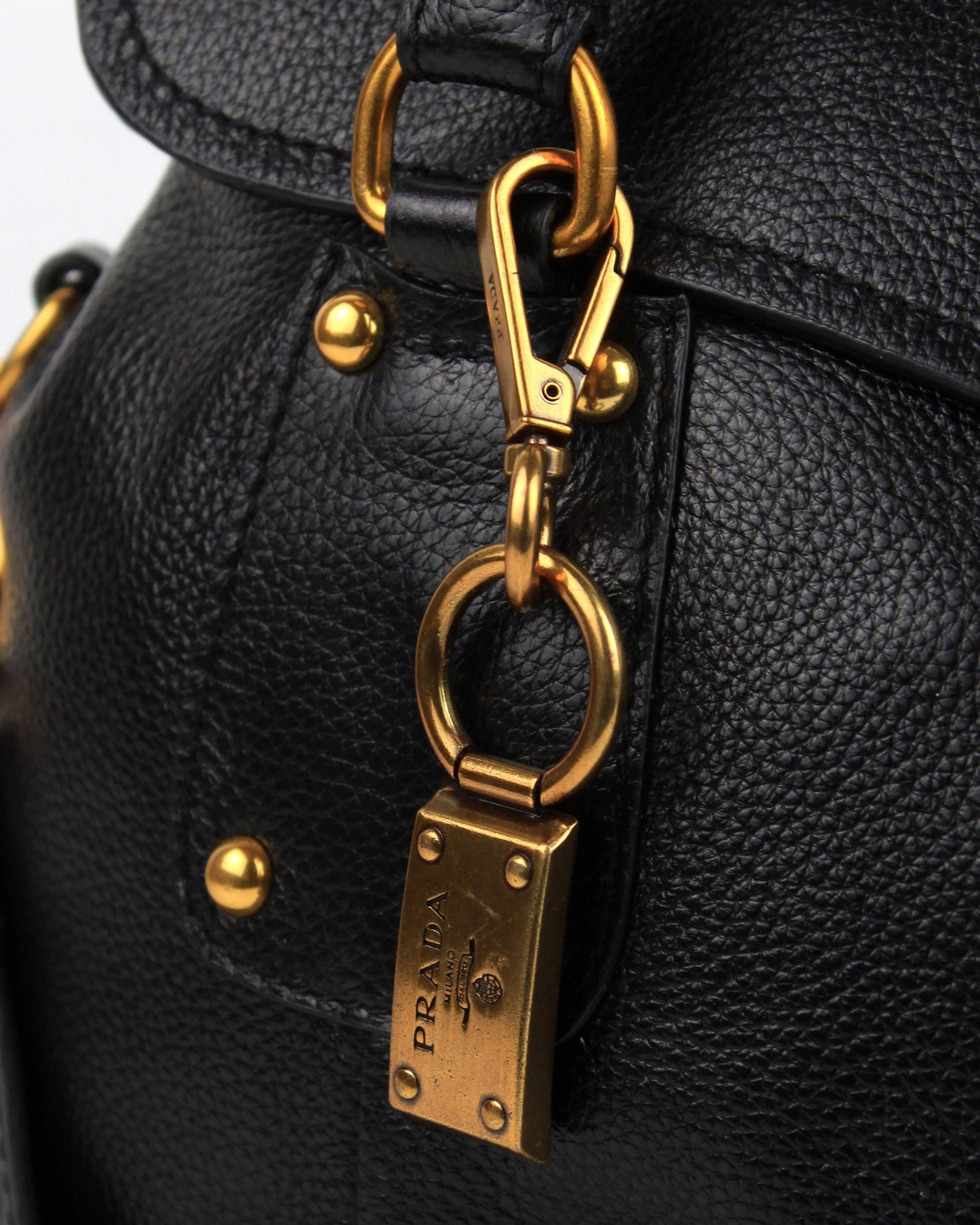 Prada Milled Leather Tote Bag - 8030 Black