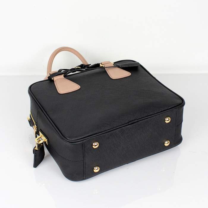 Prada Saffiano Leather Boston Bag - BL0757 Black