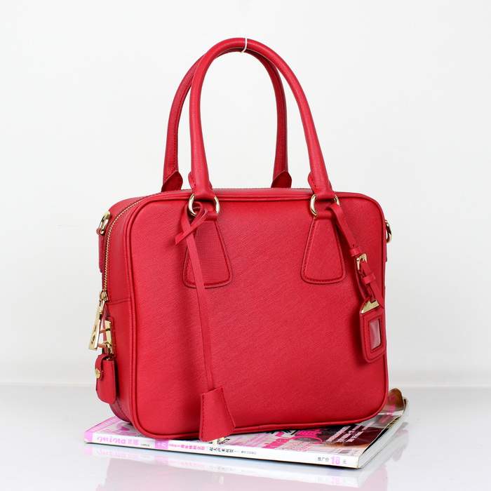 Prada Saffiano Leather Boston Bag - BL0757 Red