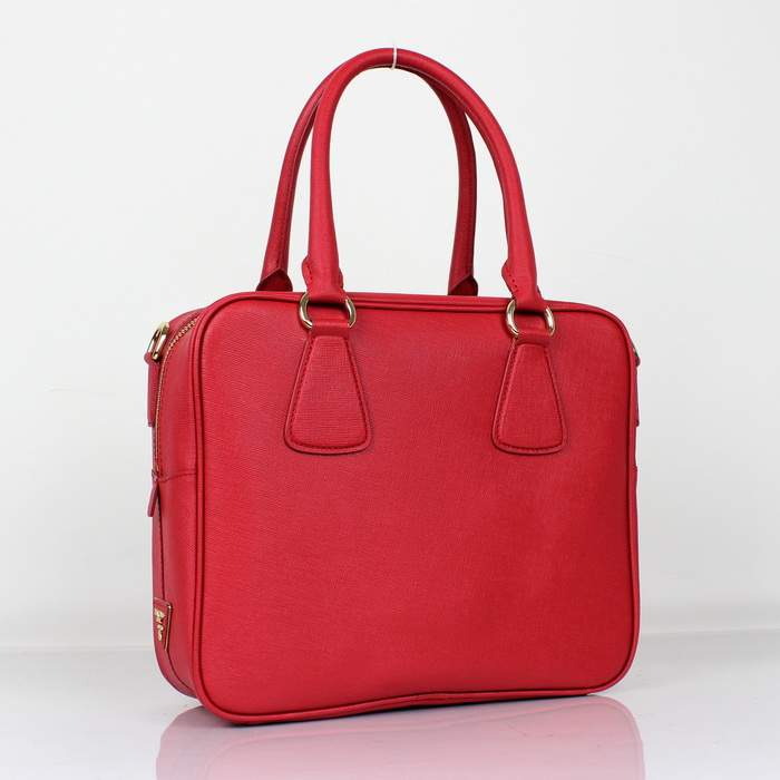 Prada Saffiano Leather Boston Bag - BL0757 Red - Click Image to Close