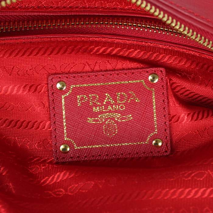 Prada Saffiano Leather Boston Bag - BL0757 Red - Click Image to Close