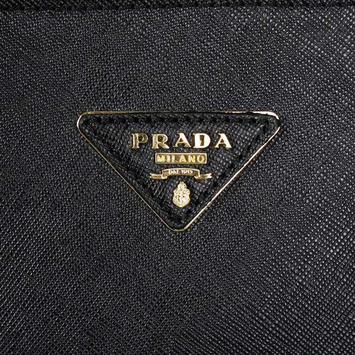 Prada Small Saffiano Leather Tote Bag - BN1849 Black - Click Image to Close