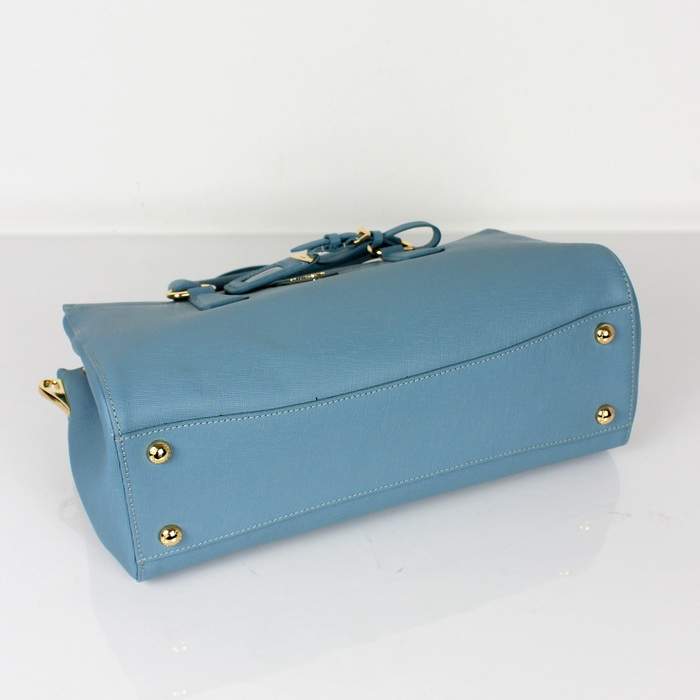 Prada Small Saffiano Leather Tote Bag - BN1849 Blue - Click Image to Close