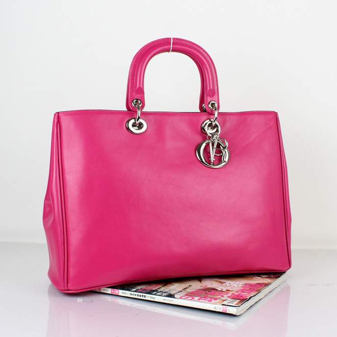2012 New Arrival Christian Dior Original Leather Handbag - 0901 Rose Red - Click Image to Close