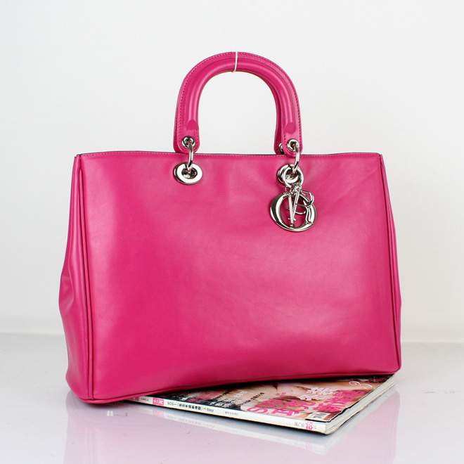 2012 New Arrival Christian Dior Original Leather Handbag - 0901 Rose Red 2012 New Arrival Christian Dior Original Leather Handbag - 0901 Rose Red