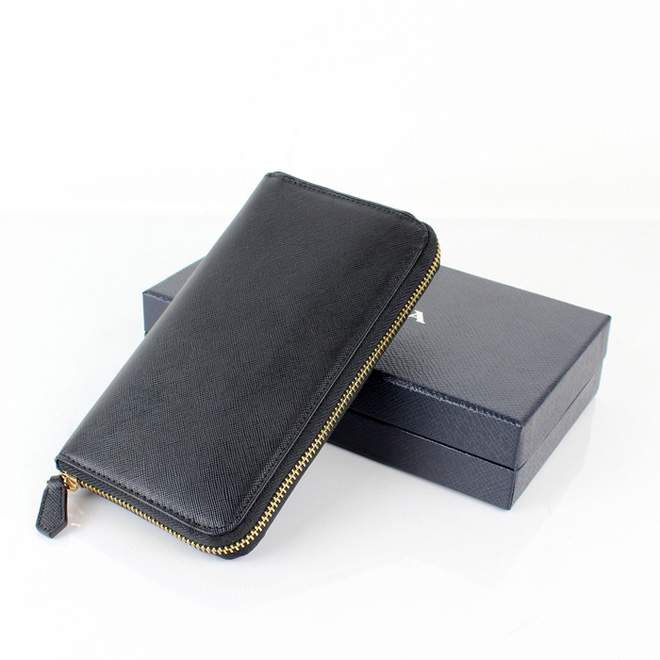 2013 Prada Real Leather Wallet - Prada IM0506A Black - Click Image to Close