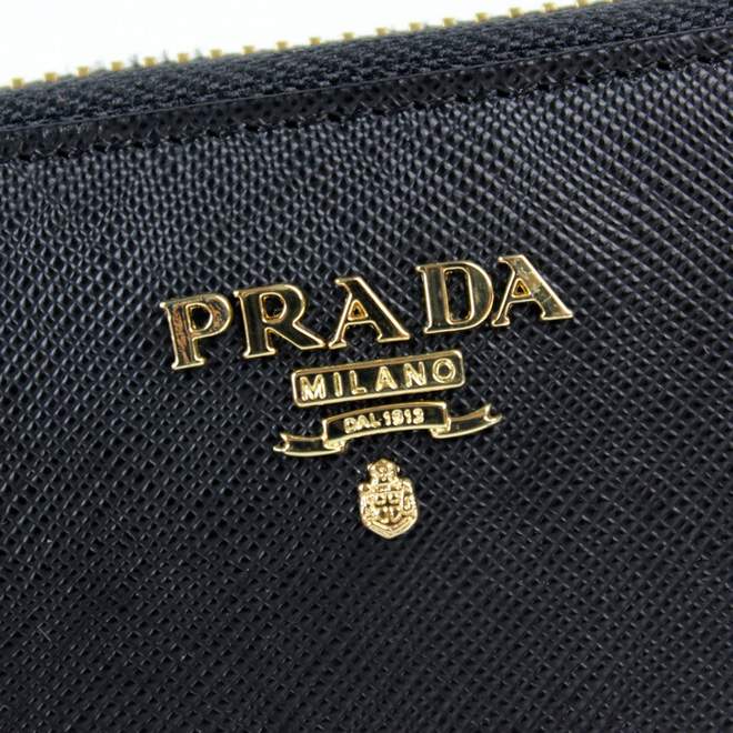 2013 Prada Real Leather Wallet - Prada IM0506A Black - Click Image to Close