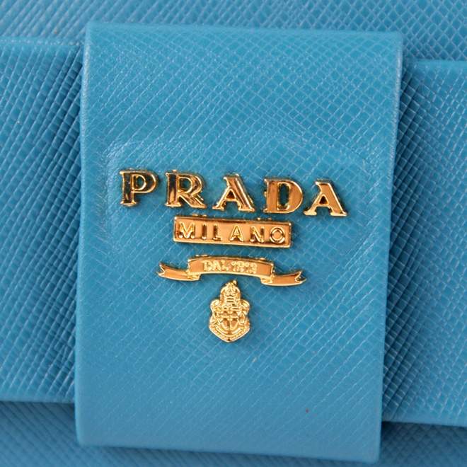 2013 Prada Real Leather Wallet - Prada IM1132A Blue - Click Image to Close