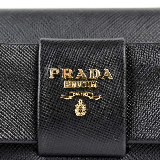 2013 Prada Real Leather Wallet - Prada M1132A Black - Click Image to Close