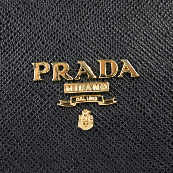 2013 Prada Real Leather Wallet - Prada M1132B Black - Click Image to Close