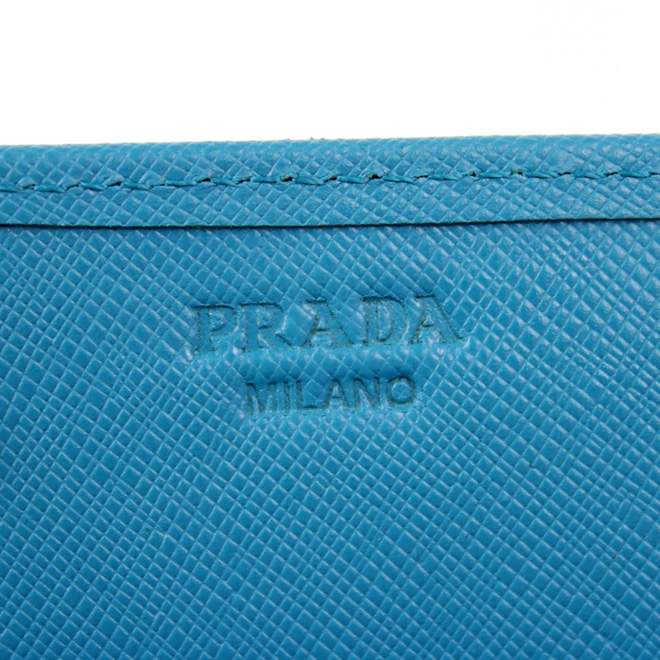 2013 Prada Real Leather Wallet - Prada M1132B Blue - Click Image to Close