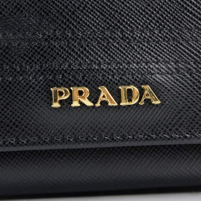 2013 Prada Real Leather Wallet - Prada M1132C Black - Click Image to Close