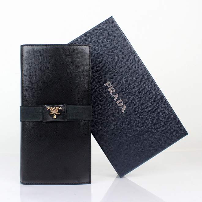 2013 Prada Real Leather Wallet - Prada M1302 Black - Click Image to Close