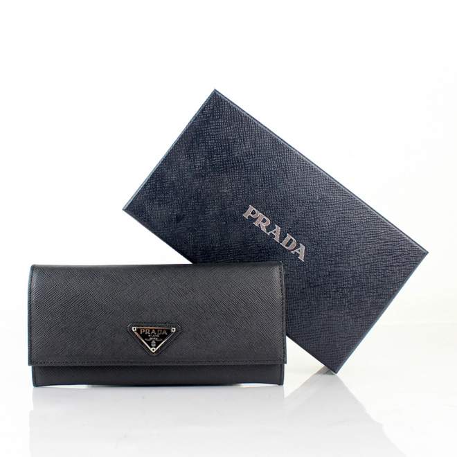 2013 Prada Real Leather Wallet - Prada M201A black - Click Image to Close