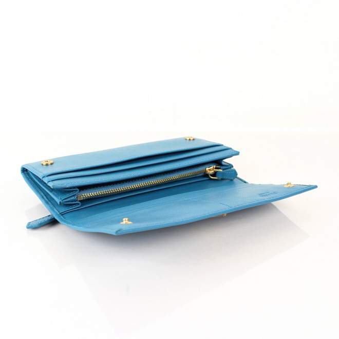 2013 Prada Real Leather Wallet - Prada M201A Blue - Click Image to Close