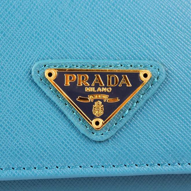 2013 Prada Real Leather Wallet - Prada M201A Blue - Click Image to Close