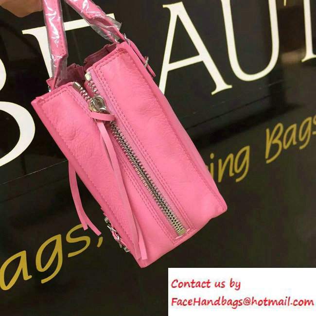 Balenciaga Calfskin Papier A4 Zip Around Tote Mini Bag pink/Silver 2016 - Click Image to Close