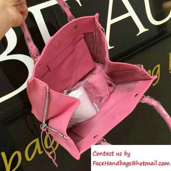 Balenciaga Calfskin Papier A4 Zip Around Tote Mini Bag pink/Silver 2016
