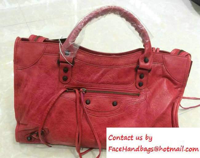 Balenciaga Lambskin Classic City Bag Red - Click Image to Close