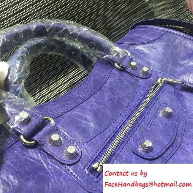 Balenciaga Lambskin Giant 12 Silver City Bag Purple