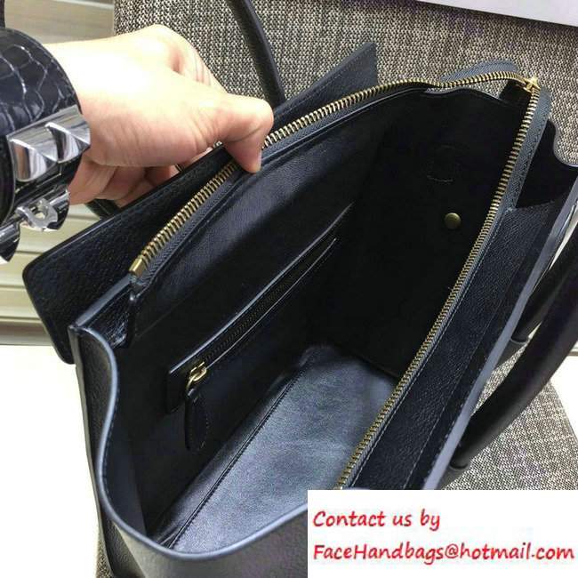 Celine Luggage Micro Tote Bag in Original Goatskin Leather Black 2016