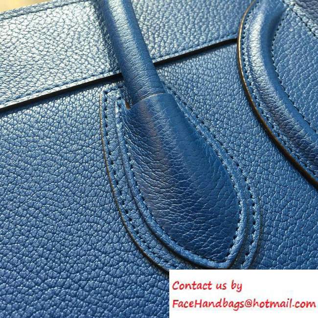 Celine Luggage Micro Tote Bag in Original Goatskin Leather Blue 2016 - Click Image to Close