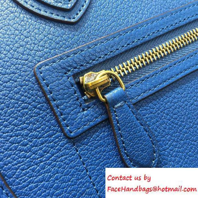 Celine Luggage Micro Tote Bag in Original Goatskin Leather Blue 2016 - Click Image to Close