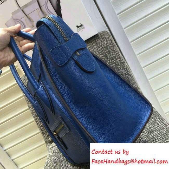 Celine Luggage Micro Tote Bag in Original Goatskin Leather Blue 2016