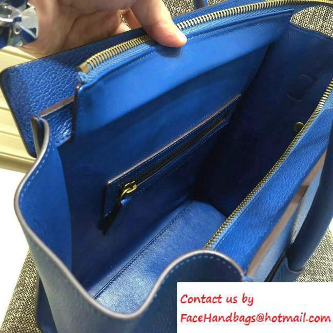Celine Luggage Micro Tote Bag in Original Goatskin Leather Blue 2016