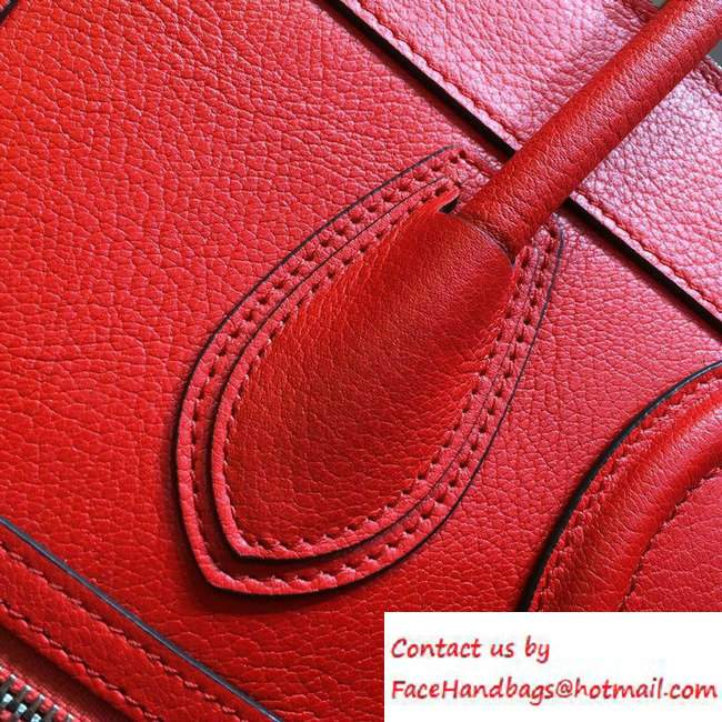 Celine Luggage Micro Tote Bag in Original Goatskin Leather Cerise 2016