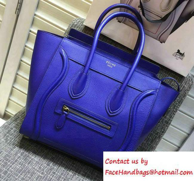 Celine Luggage Micro Tote Bag in Original Goatskin Leather Electric Blue 2016 - Click Image to Close