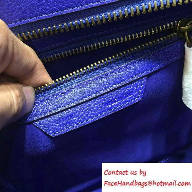 Celine Luggage Micro Tote Bag in Original Goatskin Leather Electric Blue 2016