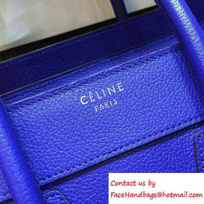 Celine Luggage Micro Tote Bag in Original Goatskin Leather Electric Blue 2016