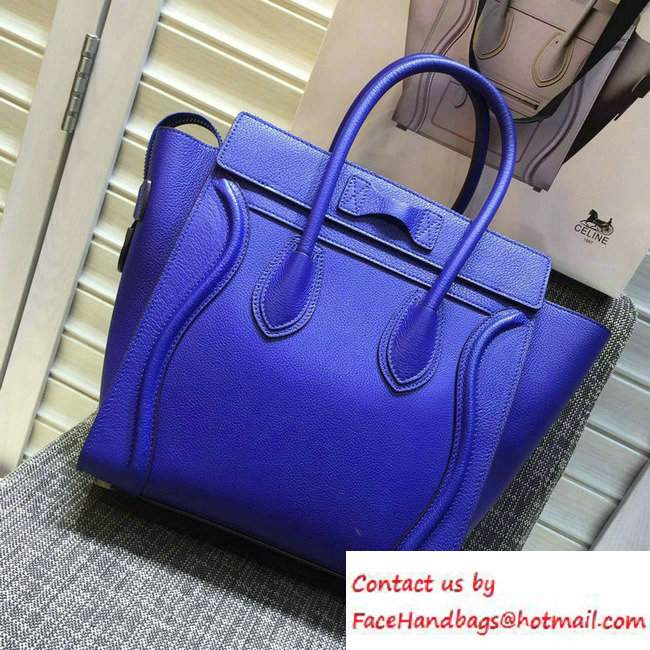 Celine Luggage Micro Tote Bag in Original Goatskin Leather Electric Blue 2016 - Click Image to Close