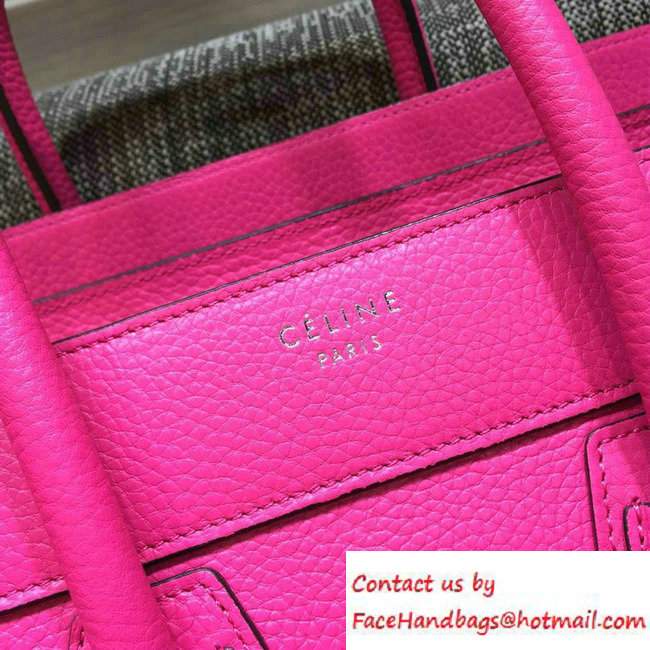 Celine Luggage Micro Tote Bag in Original Grained Leather Fushia 2016 - Click Image to Close
