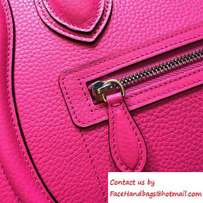 Celine Luggage Micro Tote Bag in Original Grained Leather Fushia 2016