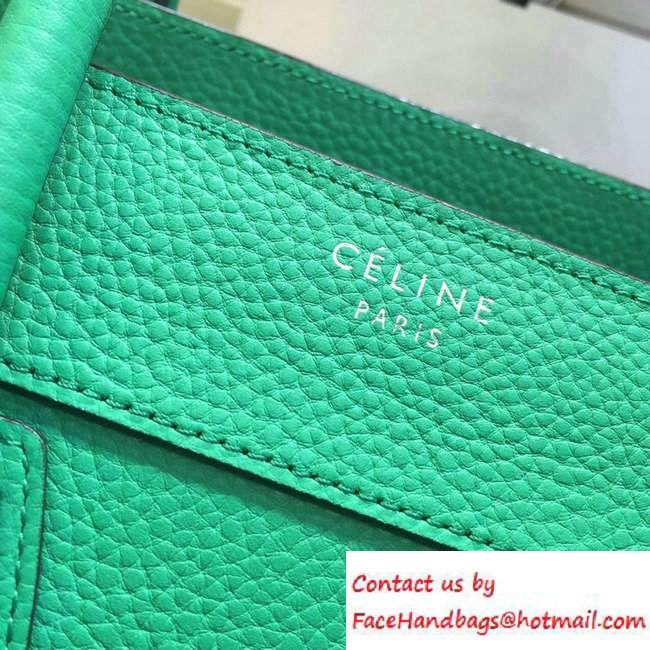 Celine Luggage Micro Tote Bag in Original Grained Leather Green 2016