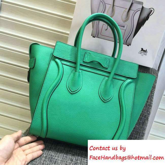 Celine Luggage Micro Tote Bag in Original Grained Leather Green 2016