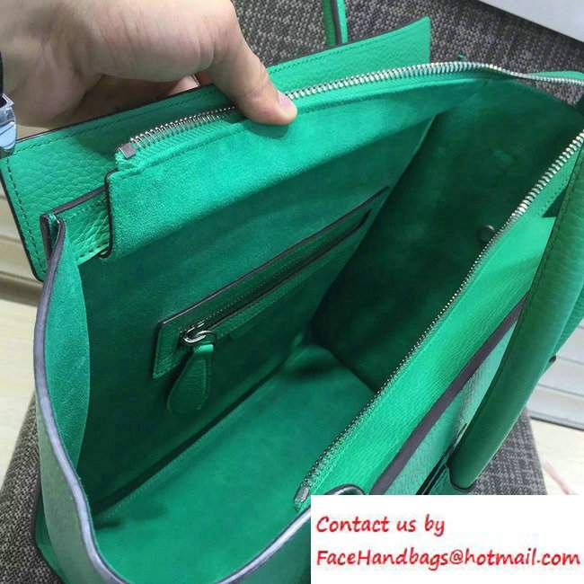 Celine Luggage Micro Tote Bag in Original Grained Leather Green 2016 - Click Image to Close