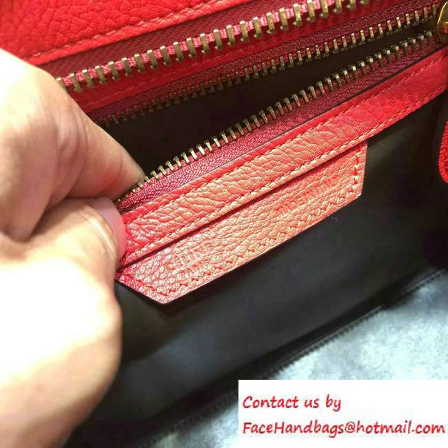 Celine Luggage Micro Tote Bag in Original Grained Leather Red/Olive Green 2016 - Click Image to Close