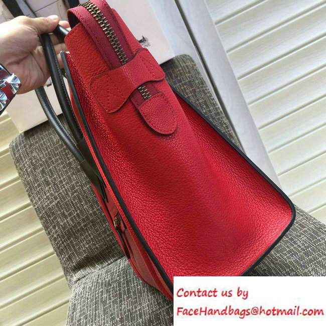 Celine Luggage Micro Tote Bag in Original Grained Leather Red/Olive Green 2016 - Click Image to Close