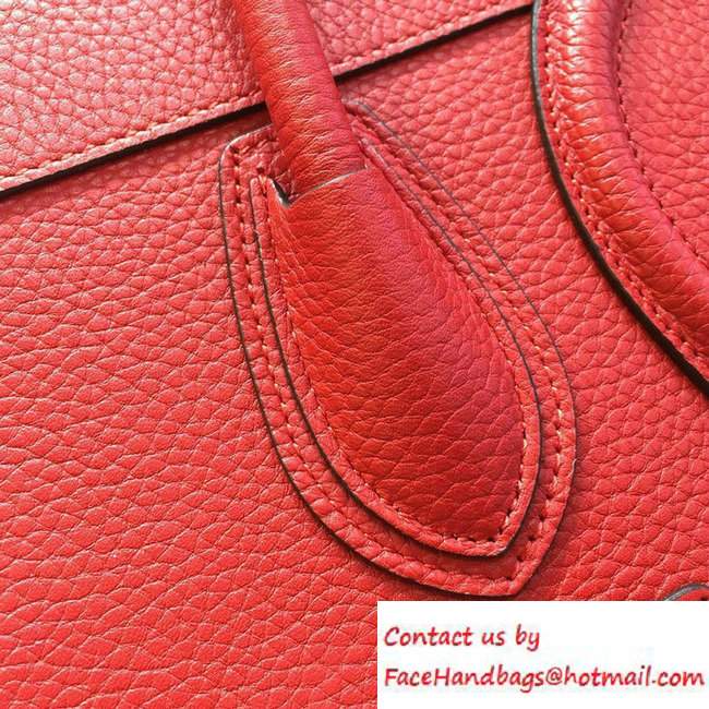 Celine Luggage Micro Tote Bag in Original Grained Leather Red/Silver 2016