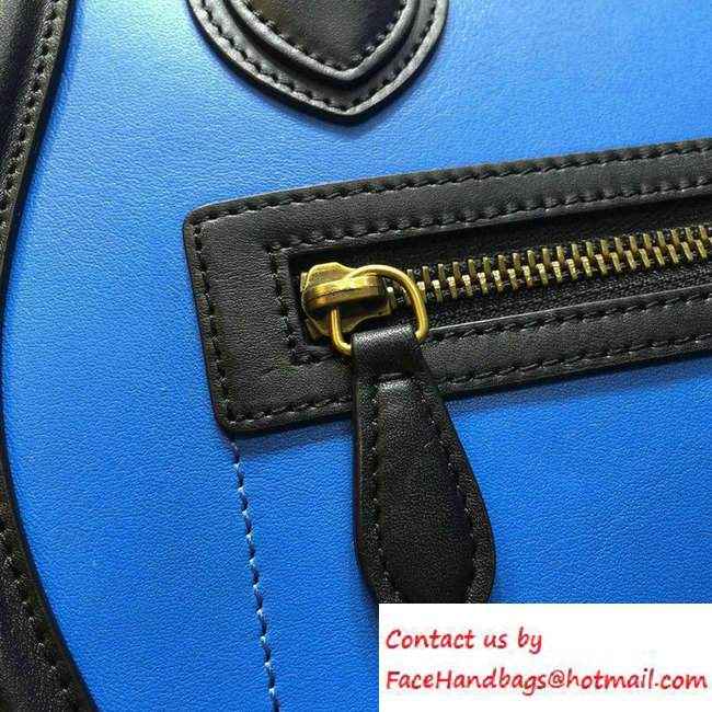 Celine Luggage Micro Tote Bag in Original Leather Black/Blue/Burgundy 2016 - Click Image to Close